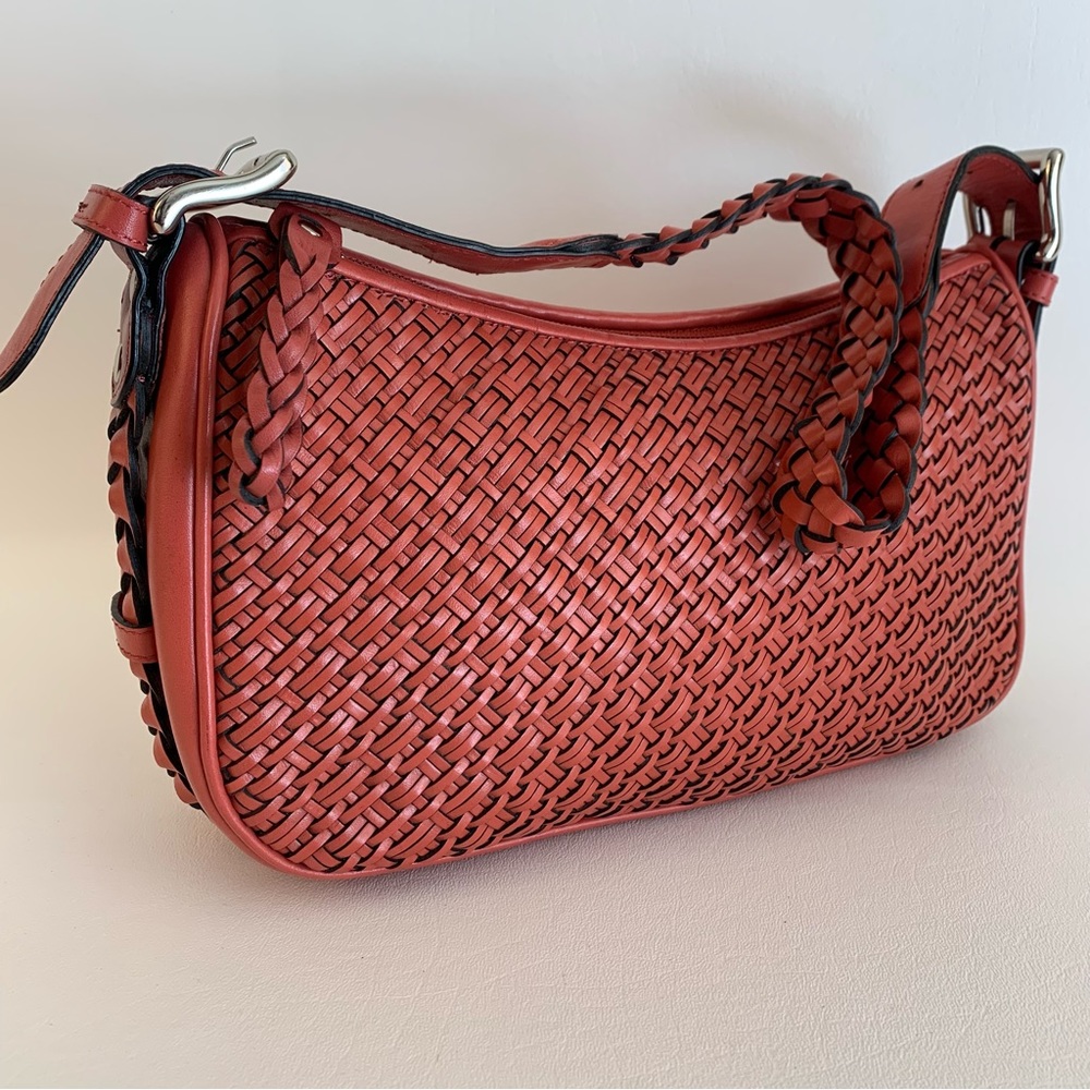 Talbots Red Woven Leather Handbag - Picture 6 of 8